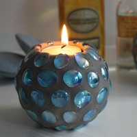 Bougeoir Bleu-Gris pour bougie chauffe-plat