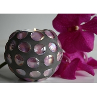 Bougeoir Rose-Gris pour bougie chauffe-plat