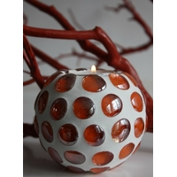 Bougeoir Orange-Blanc pour bougie chauffe-plat