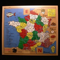 Puzzle bois carte de France et alphabet au verso