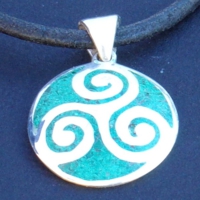 Pendentif triskel argent pierre malachite
