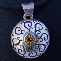 Pendentif Argent Ciselé Citrine
