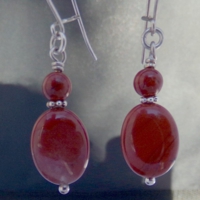 Boucles d'oreilles Jaspe Rouge monture argent massif