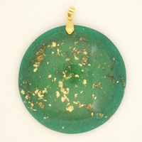 Orgonite Pendentif Grand Médaillon Vert Emeraude