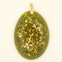 Orgonite Pendentif Ovale Vert Pomme