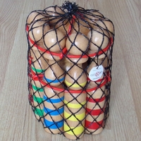 Jeu de 9 quilles rubanées en bois